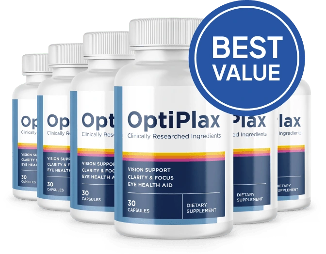 Six-bottle best-value package of OptiPlax vision support capsules