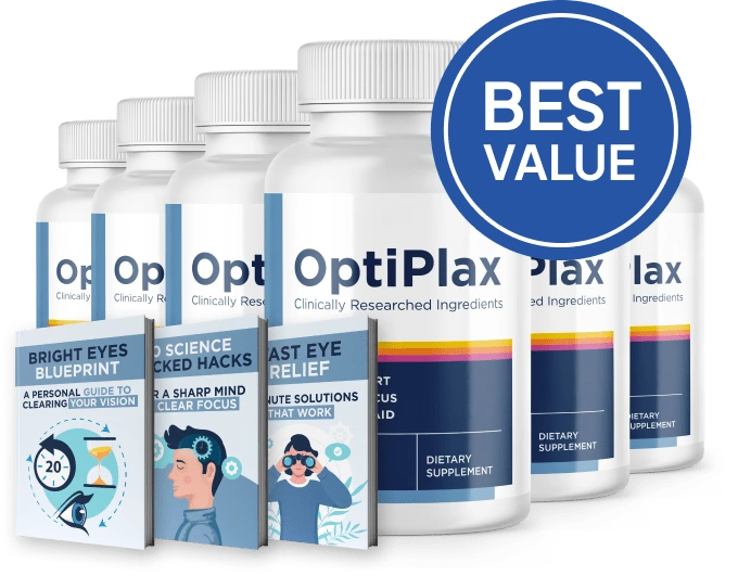 Six-bottle best-value package of OptiPlax with free shipping and digital bonuses